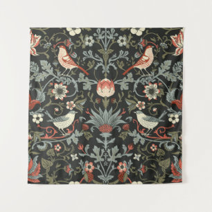 Dark Enchanted Vintage Flowers and Birds seamless  Tapestry
