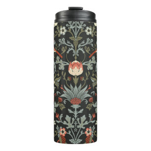 Dark Enchanted Vintage Flowers and Birds seamless Thermal Tumbler