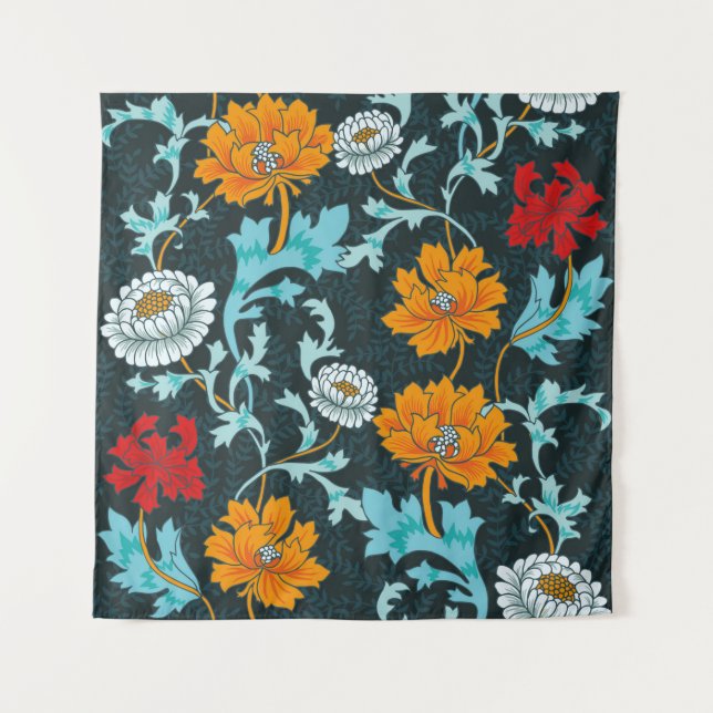 Dark Enchanted Vintage Flowers seamless pattern vi Tapestry (Front)