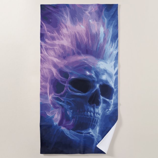 Dark Energy Skull Art Beach Towel (Front)
