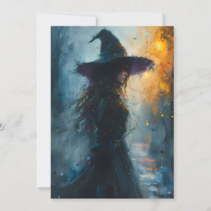 Dark Evil Witch Watercolor Holiday Card