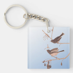 Dark-Eyed Junco Audubon Snow Birds on Bare Branch Key Ring