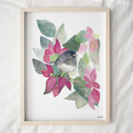 Dark Eyed Junco Bird Watercolor Art Poster
