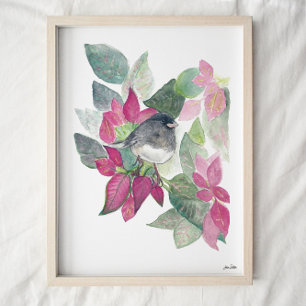 Dark Eyed Junco Bird Watercolor Art Poster