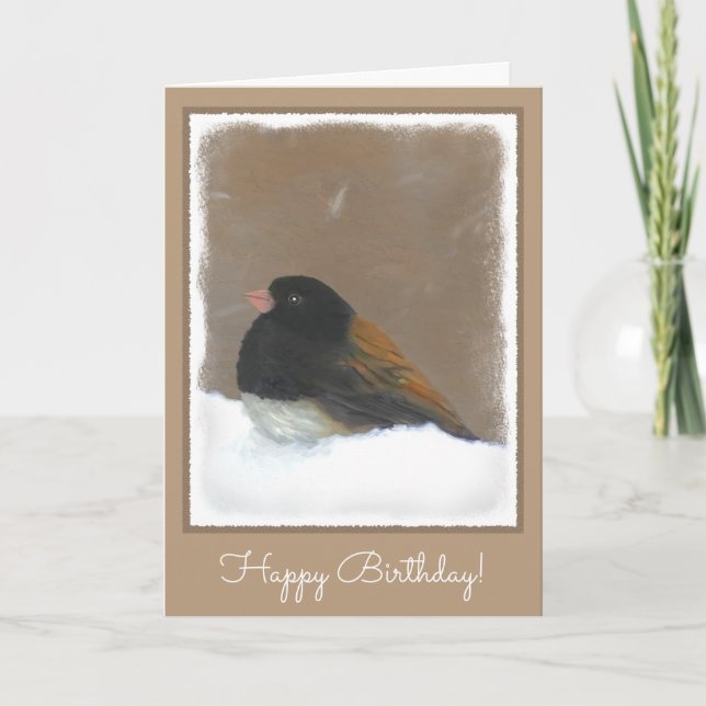 Dark-Eyed Junco Painting - Original Bird Art Card (Front)