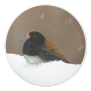 Dark-Eyed Junco Painting - Original Bird Art Ceramic Knob