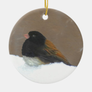 Dark-Eyed Junco Painting - Original Bird Art Ceramic Ornament
