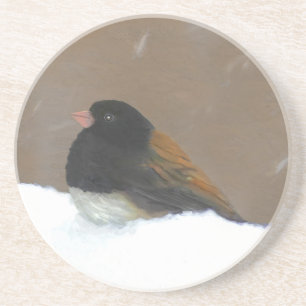 Dark-Eyed Junco Painting - Original Bird Art Coaster