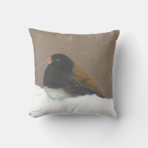 Dark-Eyed Junco Painting - Original Bird Art Cushion