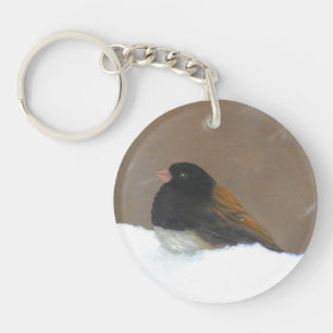 Dark-Eyed Junco Painting - Original Bird Art Key Ring