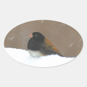 Dark-Eyed Junco Painting - Original Bird Art Oval Sticker