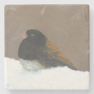 Dark-Eyed Junco Painting - Original Bird Art Stone Coaster