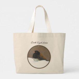 Dark-Eyed Junco Winter Painting Original Bird Art Large Tote Bag
