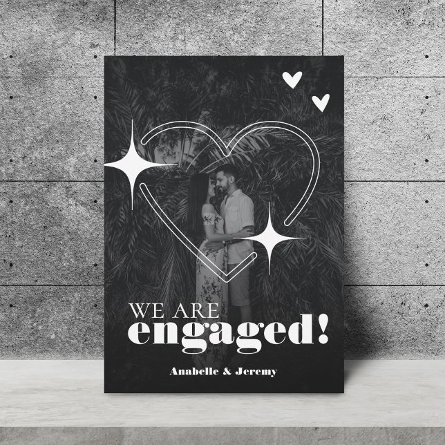 Dark Faded Fading Photo & Heart Engagement Party  Invitation (Creator Uploaded)