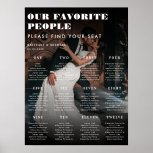 Dark Faded Photo 12 Tables Wedding Seating Chart 