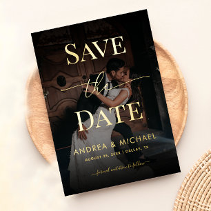 Dark Faded Photo Elegant Wedding Save the Date