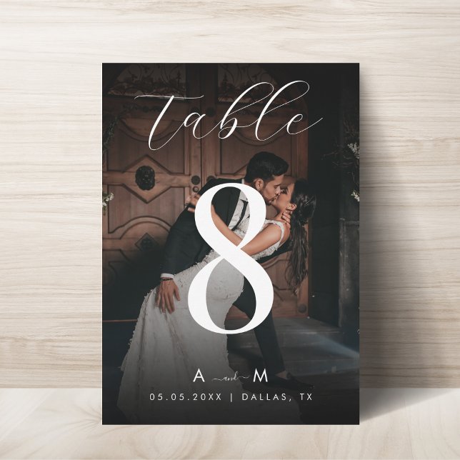 Dark Faded Photo Monogram Black Table Number 8 (Creator Uploaded)