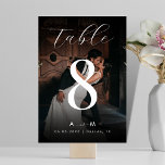 Dark Faded Photo & Monogram Elegant Black Wedding Table Number<br><div class="desc">This elegant table number would be a great addition to your wedding celebration. Easily add your own details by clicking on the "personalise" option. 🌸 PLEASE NOTE: The size of this card is 3.5" x 5". If you’d like a larger size, please contact me before 💖 making your purchase. 📨...</div>