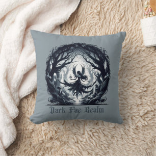 Dark Fae in magical forest Cushion