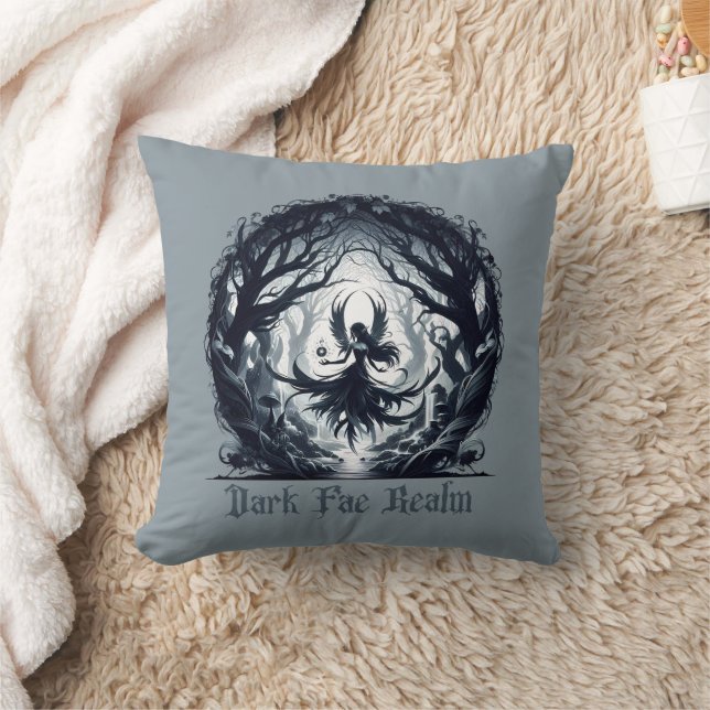 Dark Fae in magical forest  Cushion (Blanket)