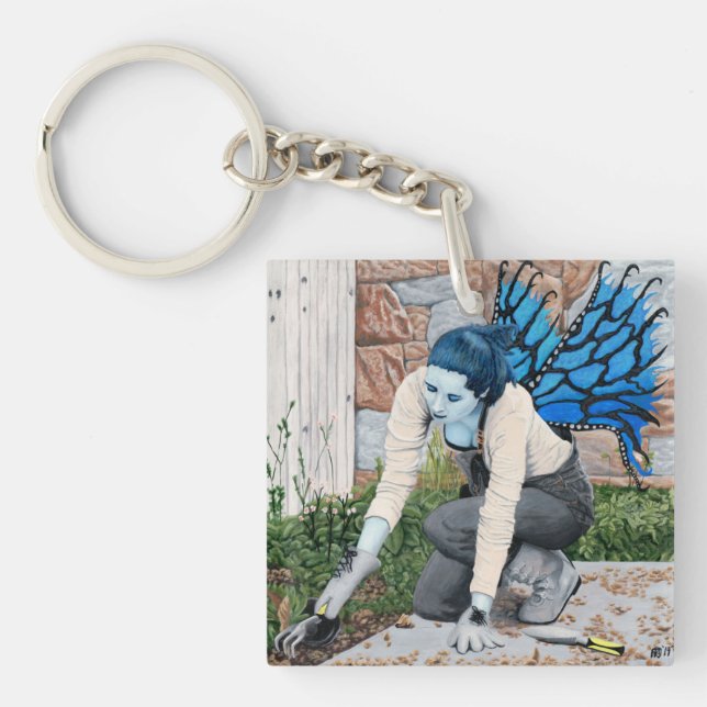 Dark Fairy Garden Fantasy Art Acrylic Keychain (Front)