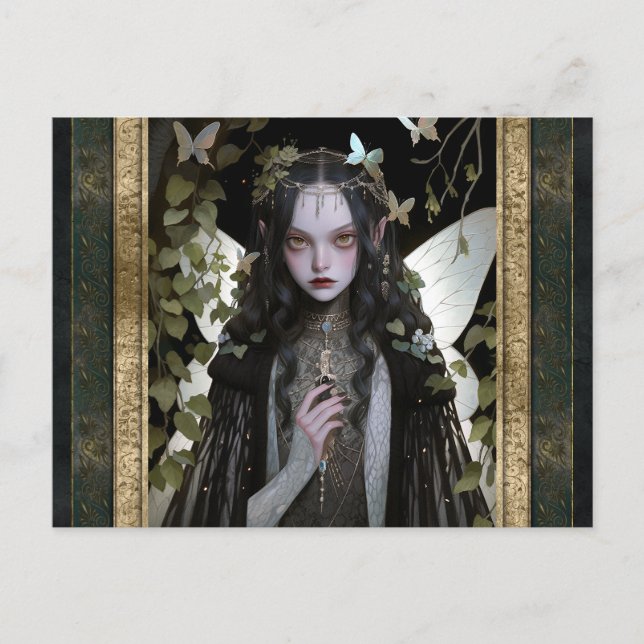 Dark Fairy Girl Goth Gothic Fantasy Art Postcard (Front)