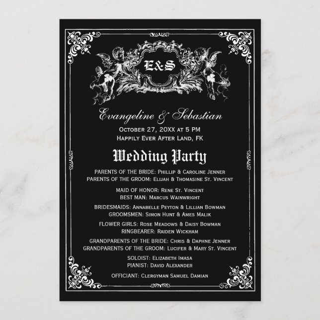 Dark Fairy Tale Storybook Wedding Programs (Front)
