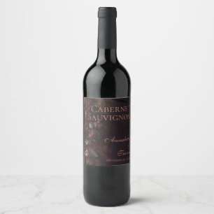 Dark Fall Burgundy Floral Wedding Custom Name Wine Label