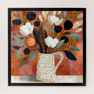 Dark Fall Sprigs Speckled Pitcher Jigsaw Puzzle