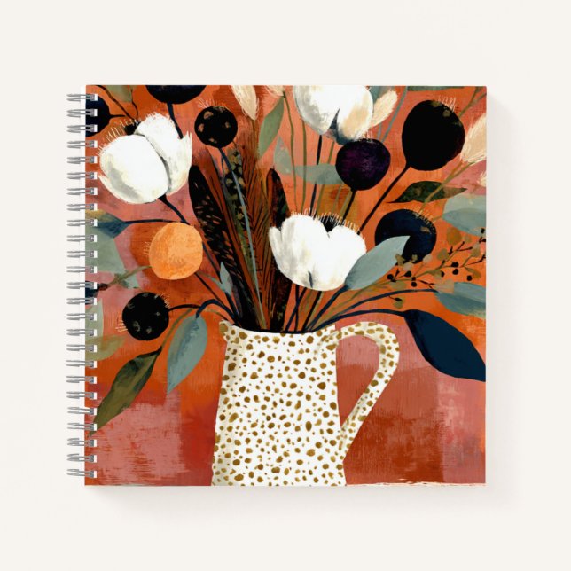Dark Fall Sprigs Speckled Pitcher Notebook (Front)