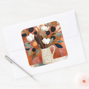 Dark Fall Sprigs Speckled Pitcher Square Sticker
