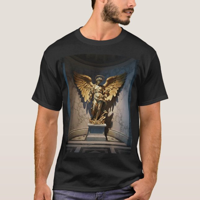Dark Fallen Angel Statue\Gothic Cathedral T-Shir T-Shirt (Front)