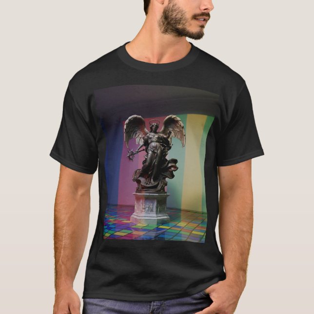 Dark Fallen Angel Statue\Gothic Cathedral T-Shir T-Shirt (Front)