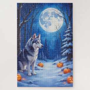 Dark Fantasy Alaskan Malamute Halloween Artwork Jigsaw Puzzle