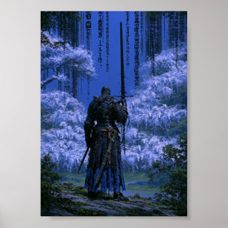 Dark Fantasy Blue Knight Poster 