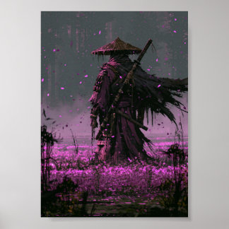 Dark Fantasy Blue-Robed Samurai  Poster