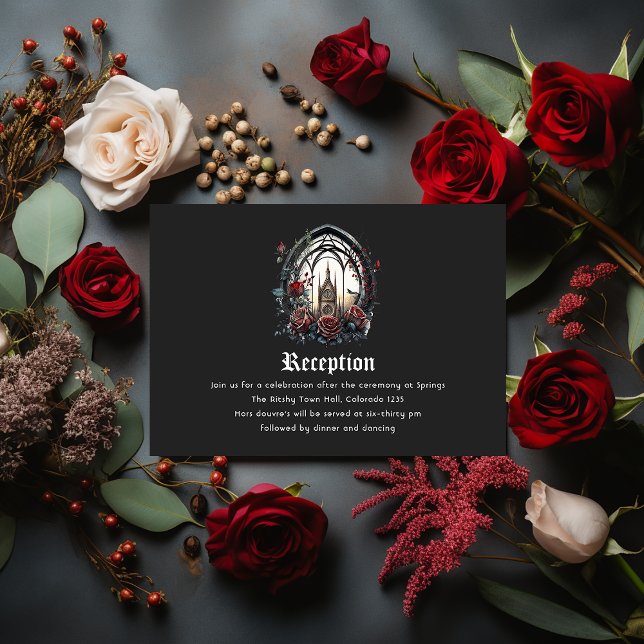 Dark Fantasy Castle Window Gothic Wedding Enclosure Card (Creator Uploaded)