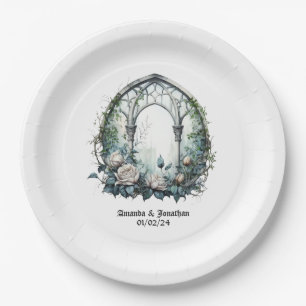 Dark Fantasy Castle Window Gothic Wedding Paper Plate