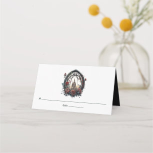 Dark Fantasy Castle Window Gothic Wedding Place Card