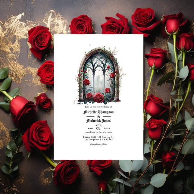 Dark Fantasy Castle Window Gothic Wedding QR Code Invitation (Creator Uploaded)
