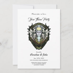 Dark fantasy creature with wings.  invitation