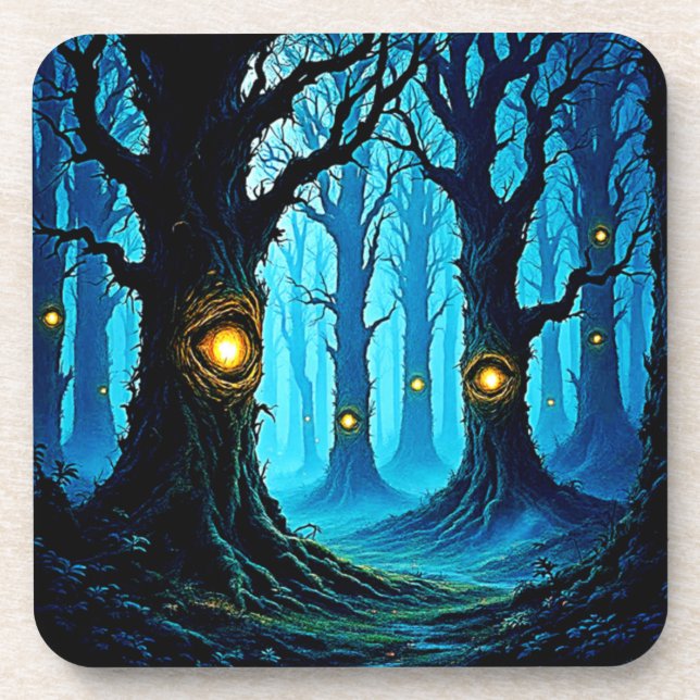 Dark Fantasy Eyeball Forest Design Coaster (Front)