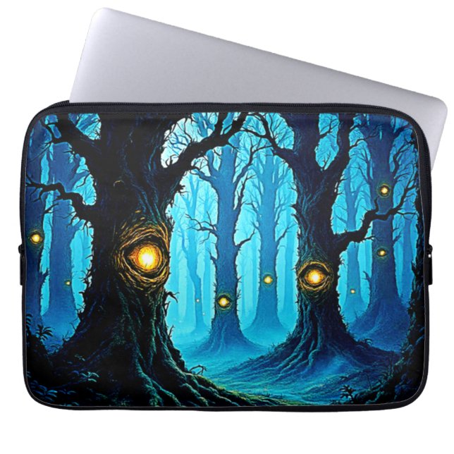 Dark Fantasy Eyeball Forest Design Laptop Sleeve (Front)