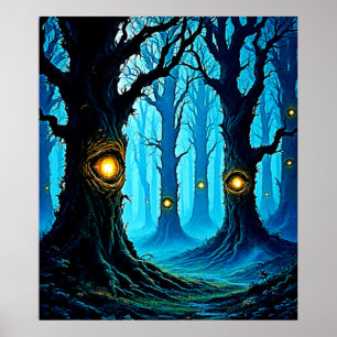 Dark Fantasy Eyeball Forest Design Poster