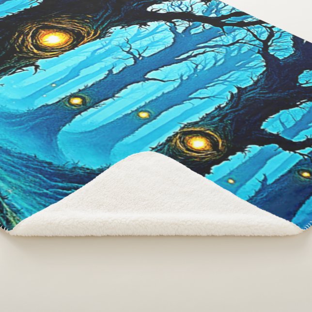 Dark Fantasy Eyeball Forest Design Sherpa Blanket (3/4)
