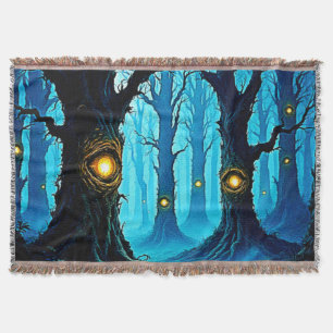 Dark Fantasy Eyeball Forest Design Throw Blanket