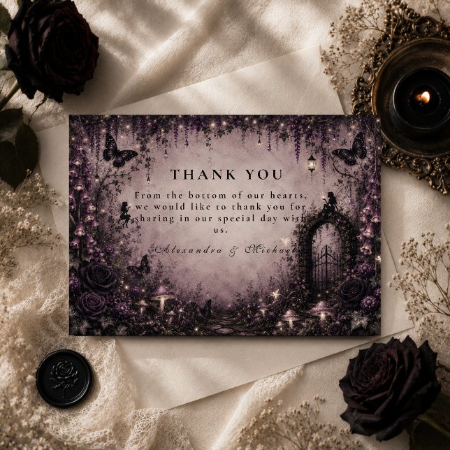 Dark Fantasy Fairy Goth Wedding Thank You Card (Creator Uploaded)