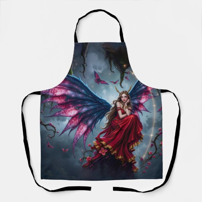 Dark Fantasy Fairy Queen with Butterfly Wings Apron (Front)