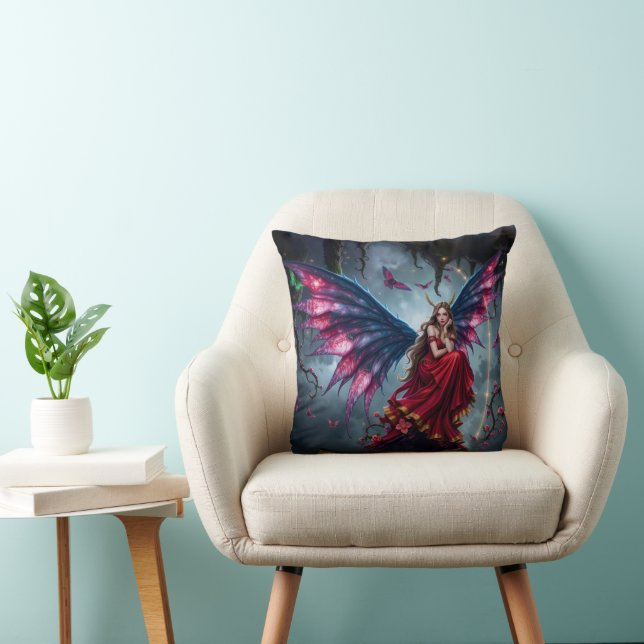 Dark Fantasy Fairy Queen with Butterfly Wings Cushion (Chair)