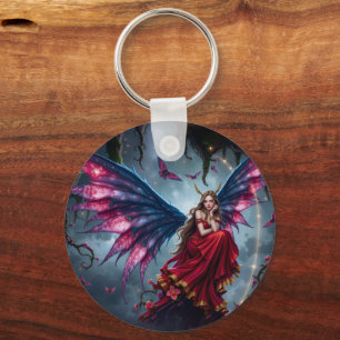 Dark Fantasy Fairy Queen with Butterfly Wings Key Ring